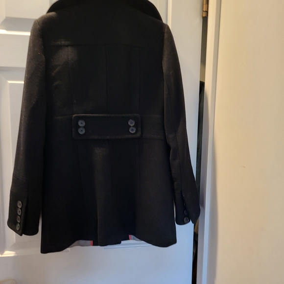 J. Crew Black Pea Coat with Red Lining - Picture 2 of 5
